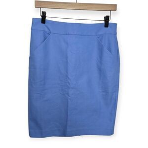 NWT J. Crew Sz 4 100% Cotton Straight Pencil Skirt Carolina Blue Business Casual